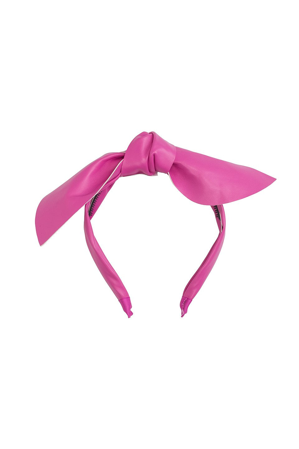 Perfect Leather Pointy Bow Headband - Hot Pink