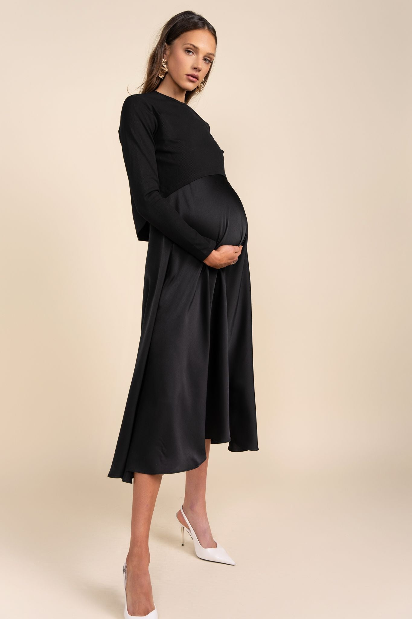 Sahara Maternity Dress in Black