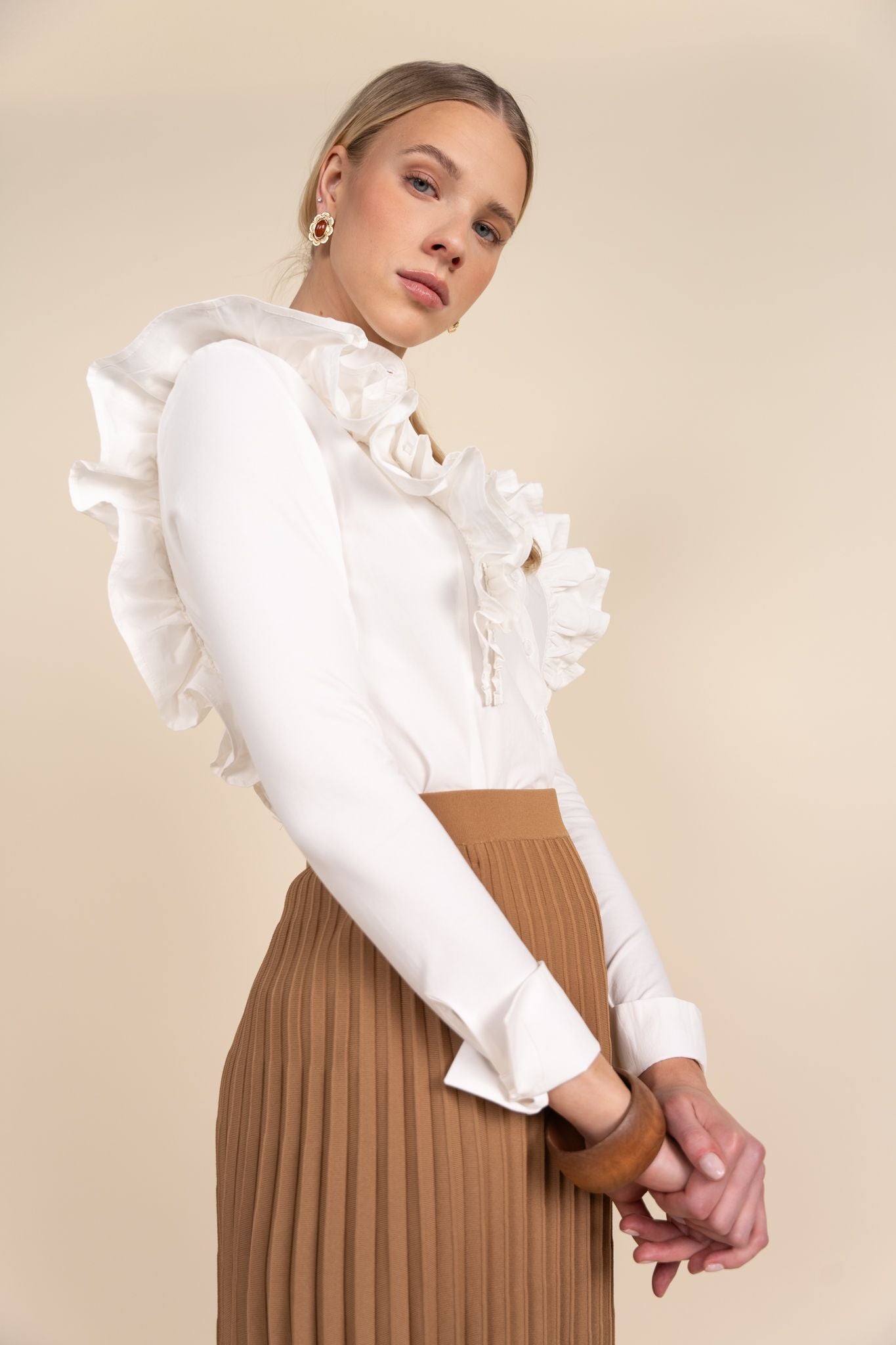 Kedzie Ruffle Blouse in White