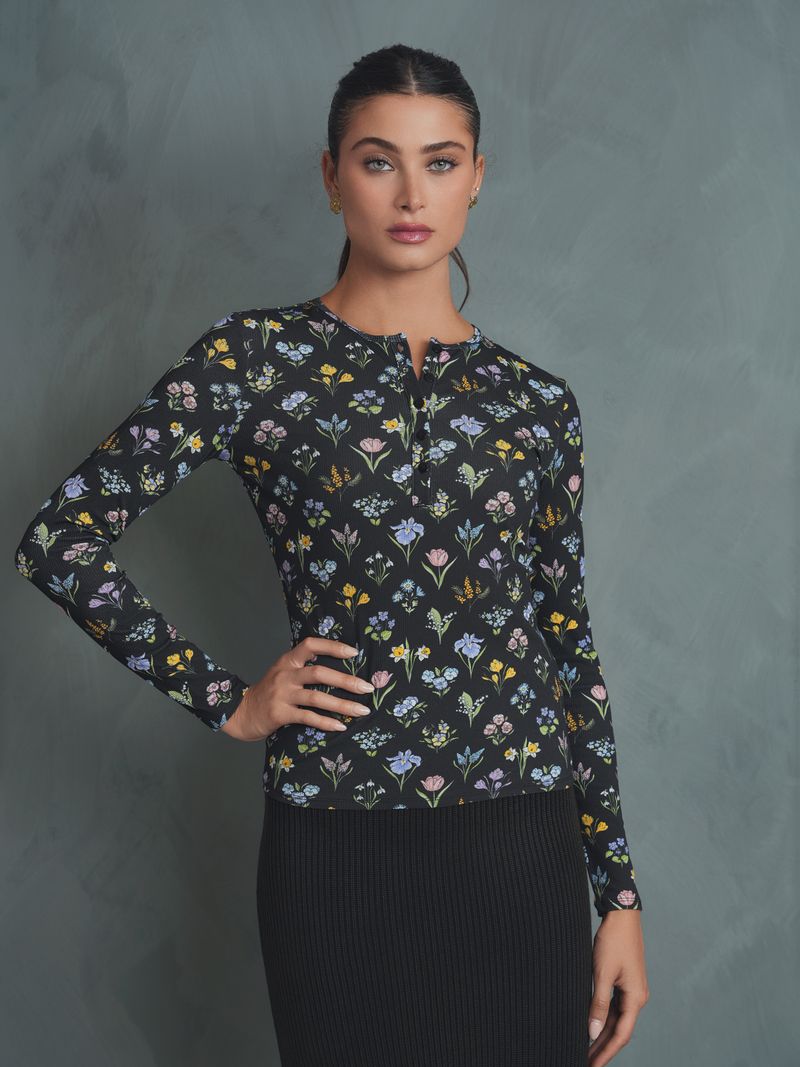 Henley Print Top
