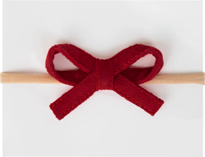Mini Bow Velvet Headband Red