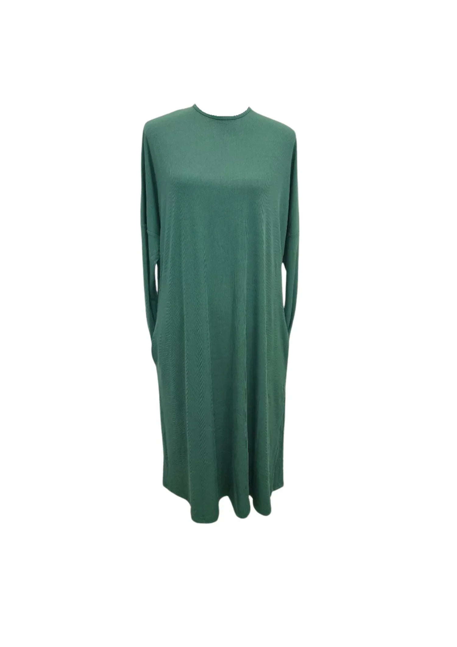 RIBBED CREW NECK DRESS (FERN)