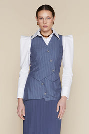 Lanai Vest in Indigo Pinstripe