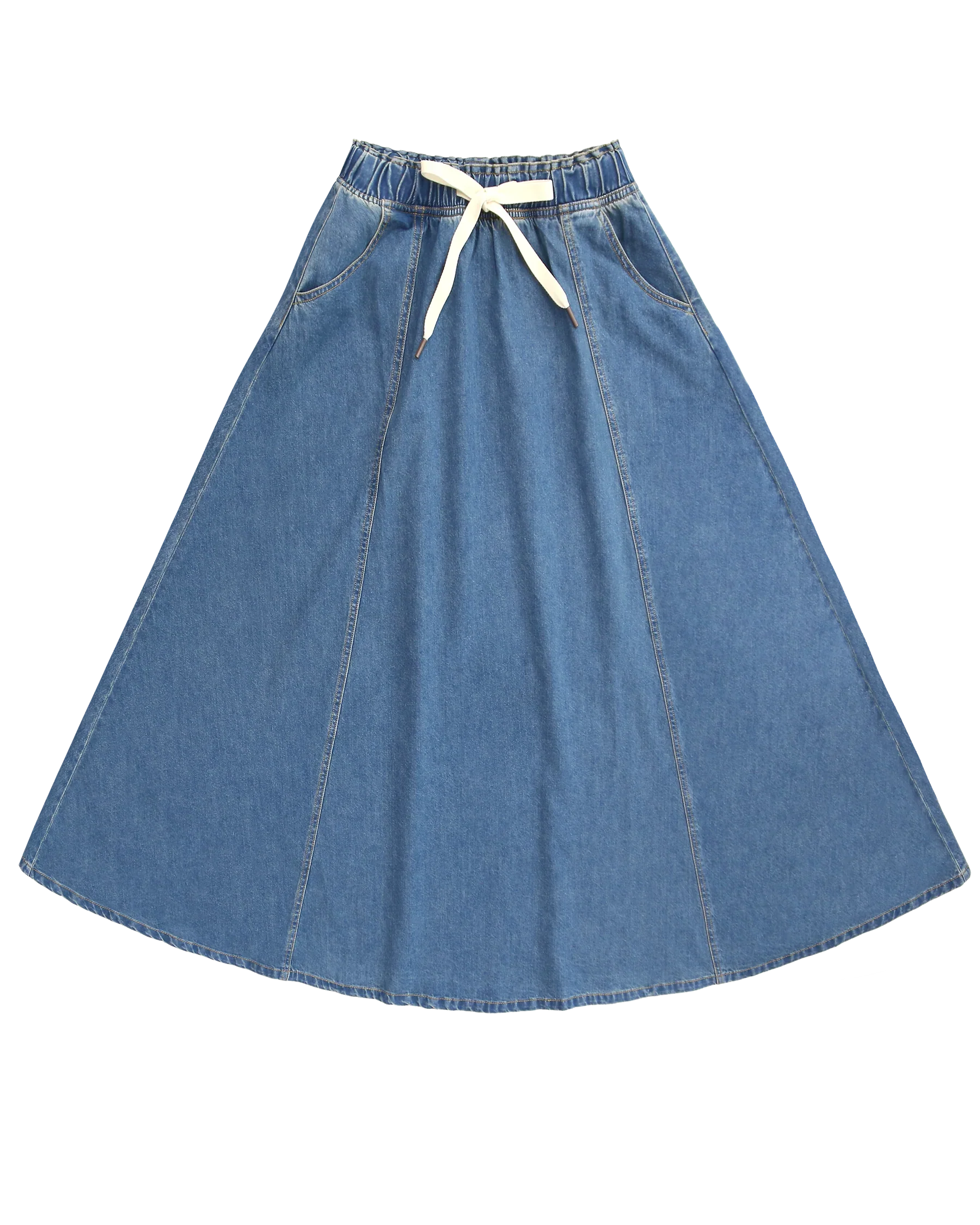 Denim Twill Drawstring Skirt