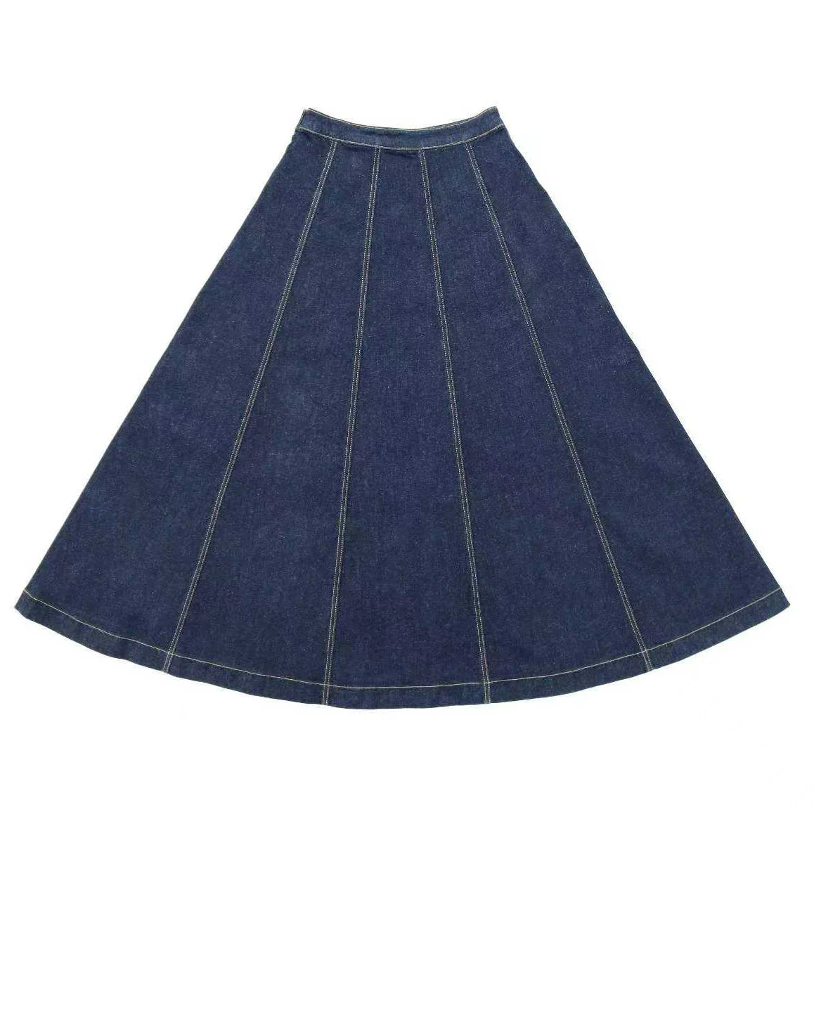Denim Paneled Midi Skirt
