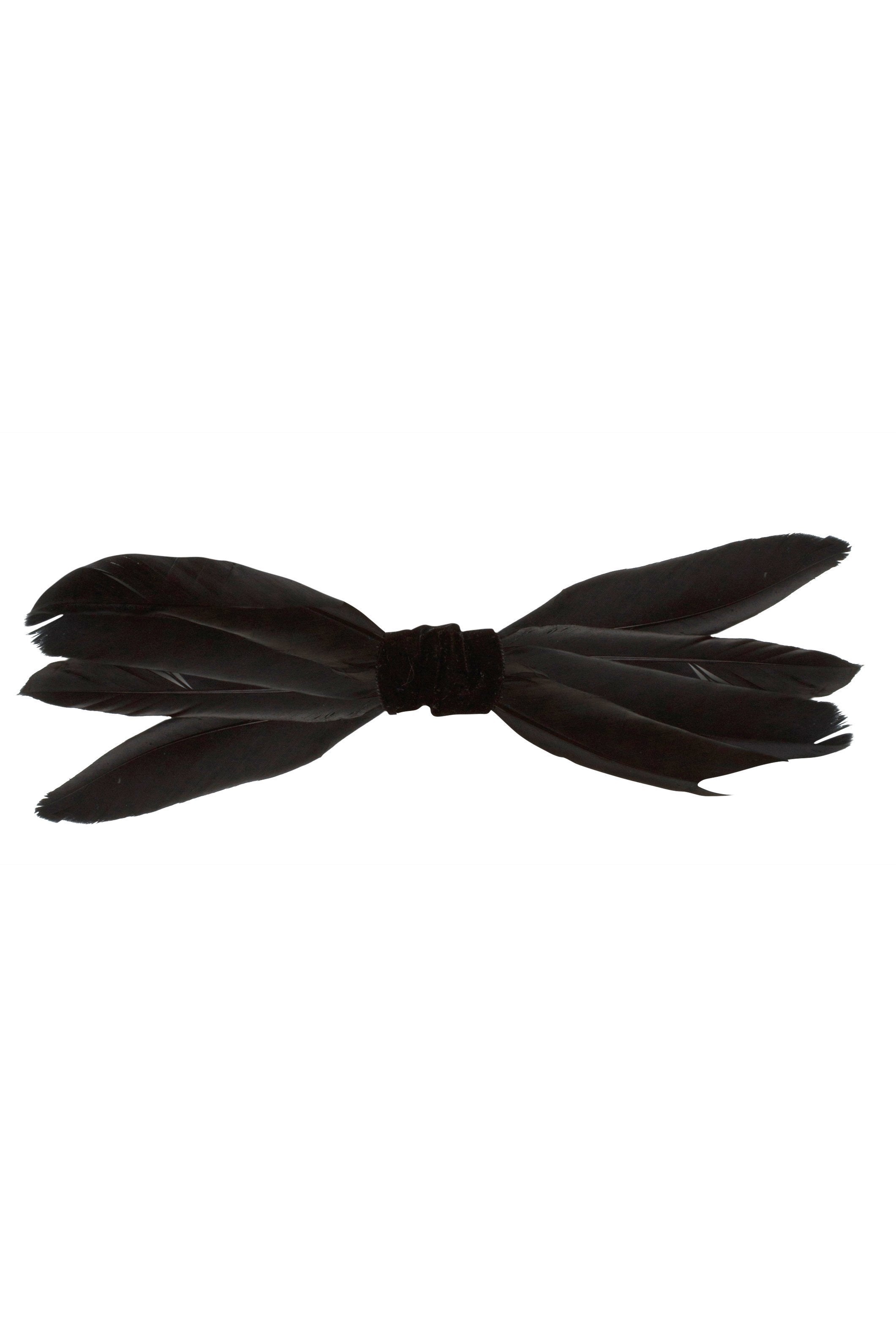 Skinny Feather Bowtie/Clip - Black