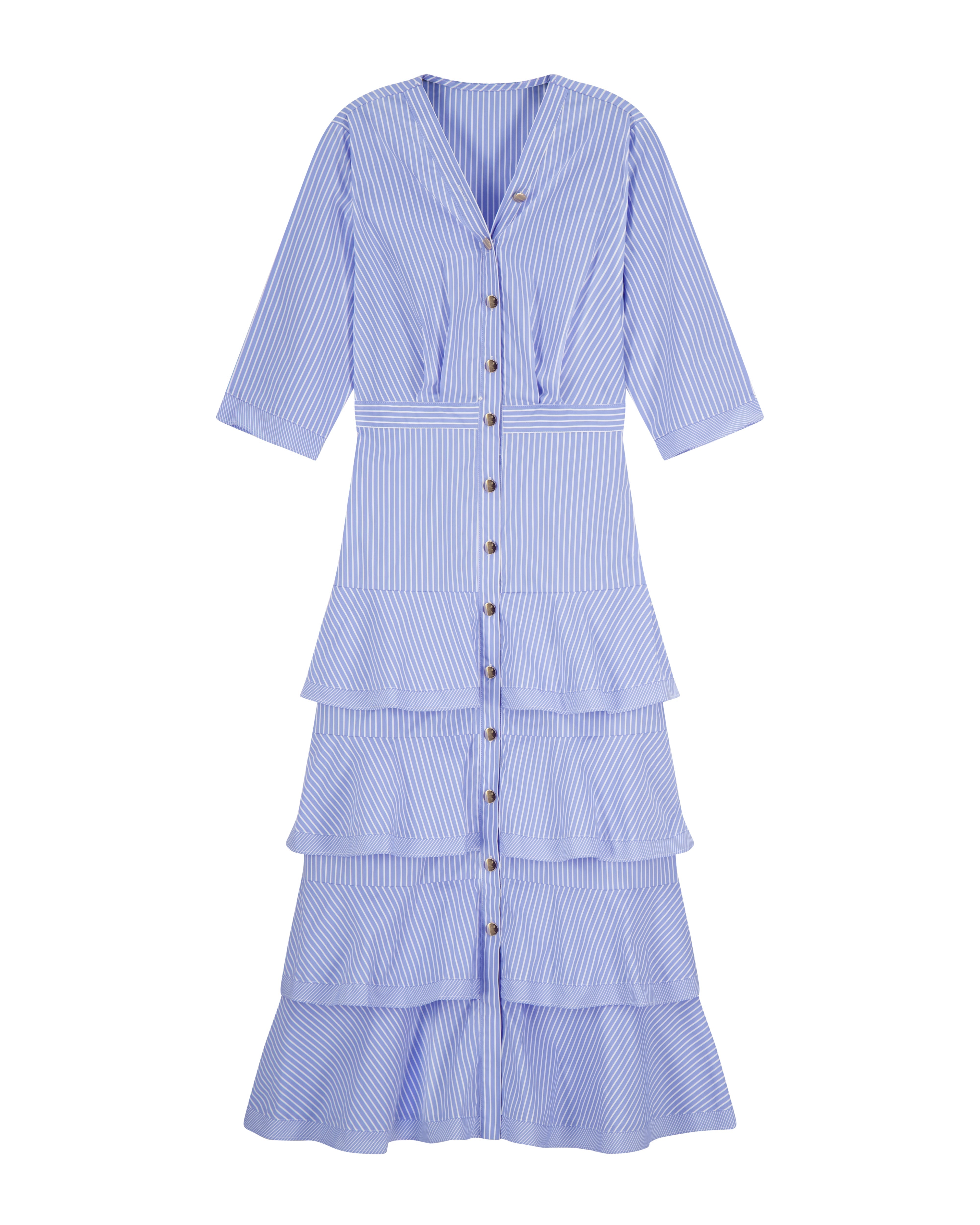 Bliss Tiered Striped Button Down Dress