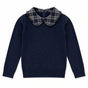 Velvet Plaid Knit Peter Pan Collar Top