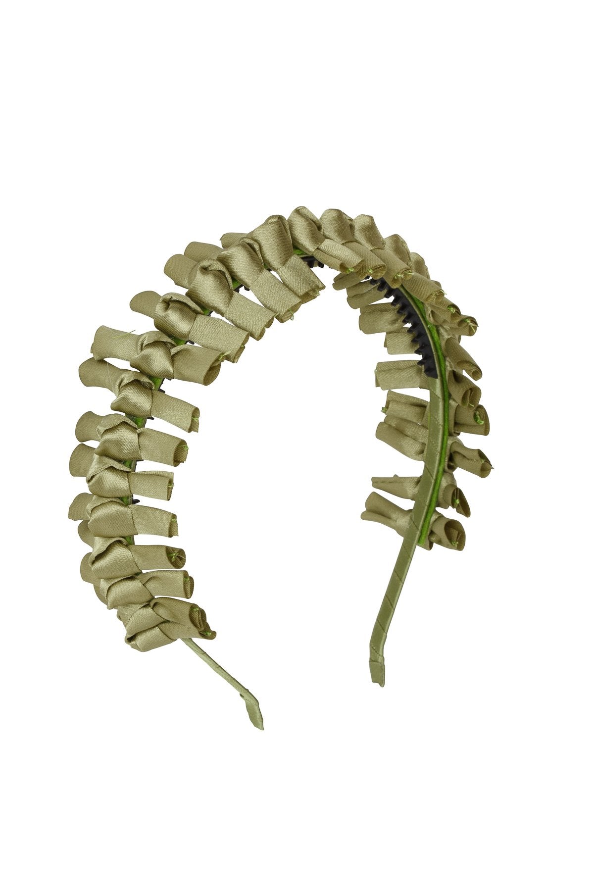 Satin Tied Headband - Antique Green
