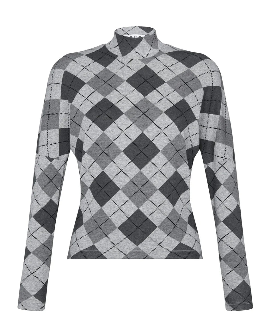 Argyle Print Dolman Tneck