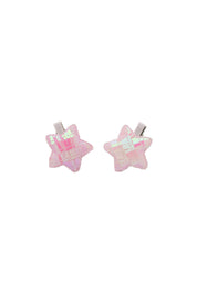 Sequinned Star Clip Set - Pink
