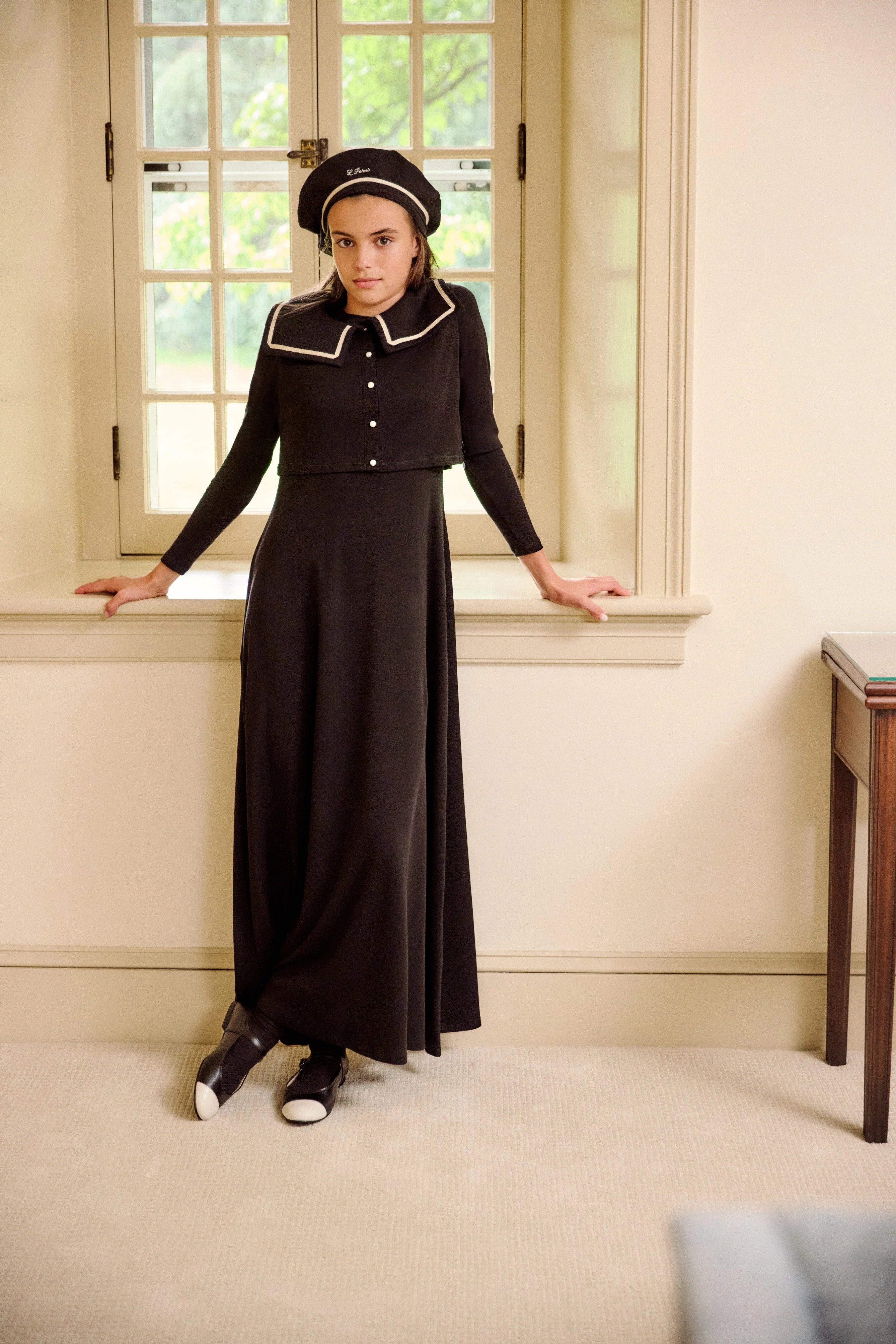Embroidered Collar Teen Maxi Set