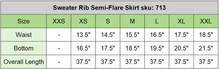 Sweater Rib Semi-Flare Skirt- Teal