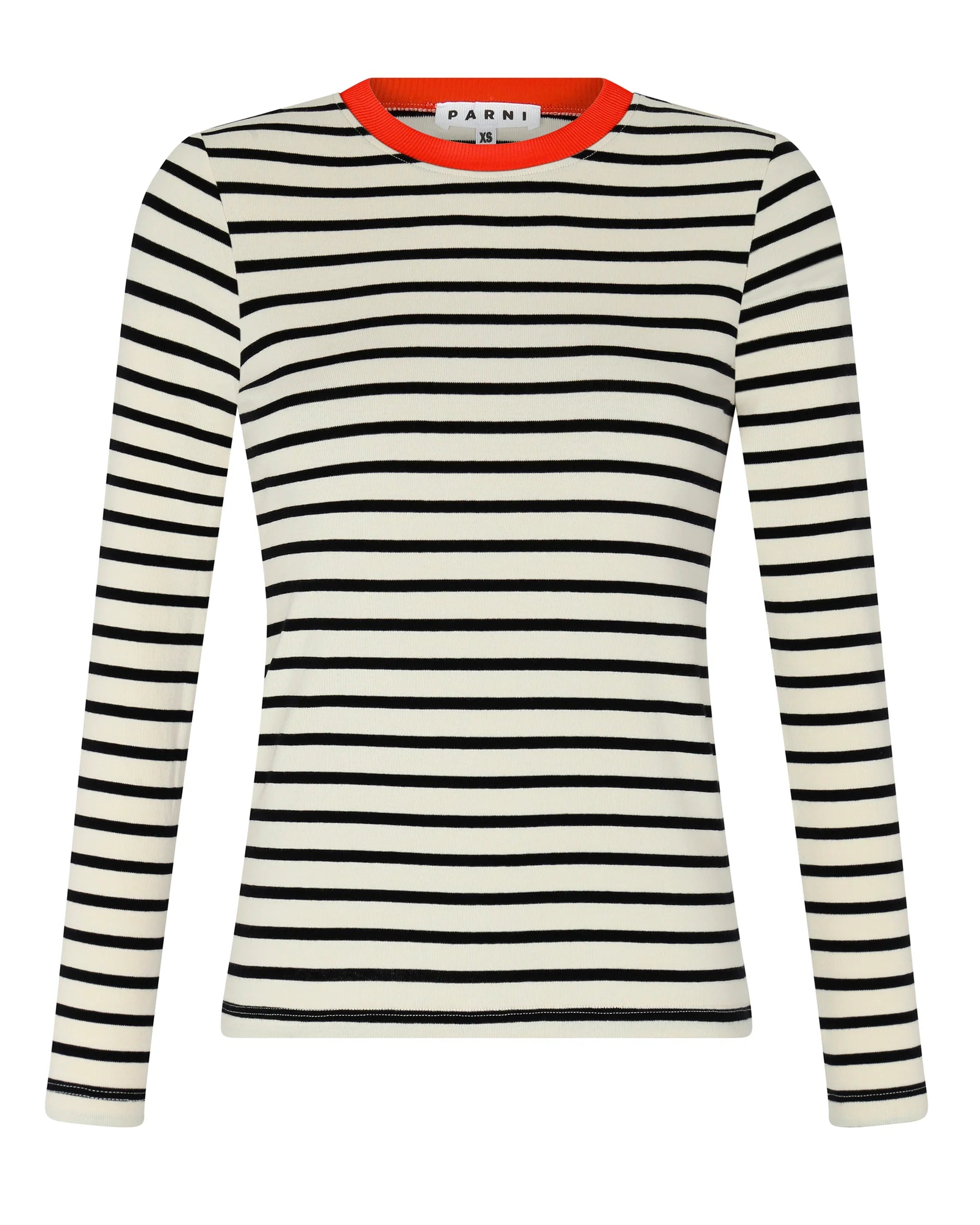 Striped Contrast Neck Tee