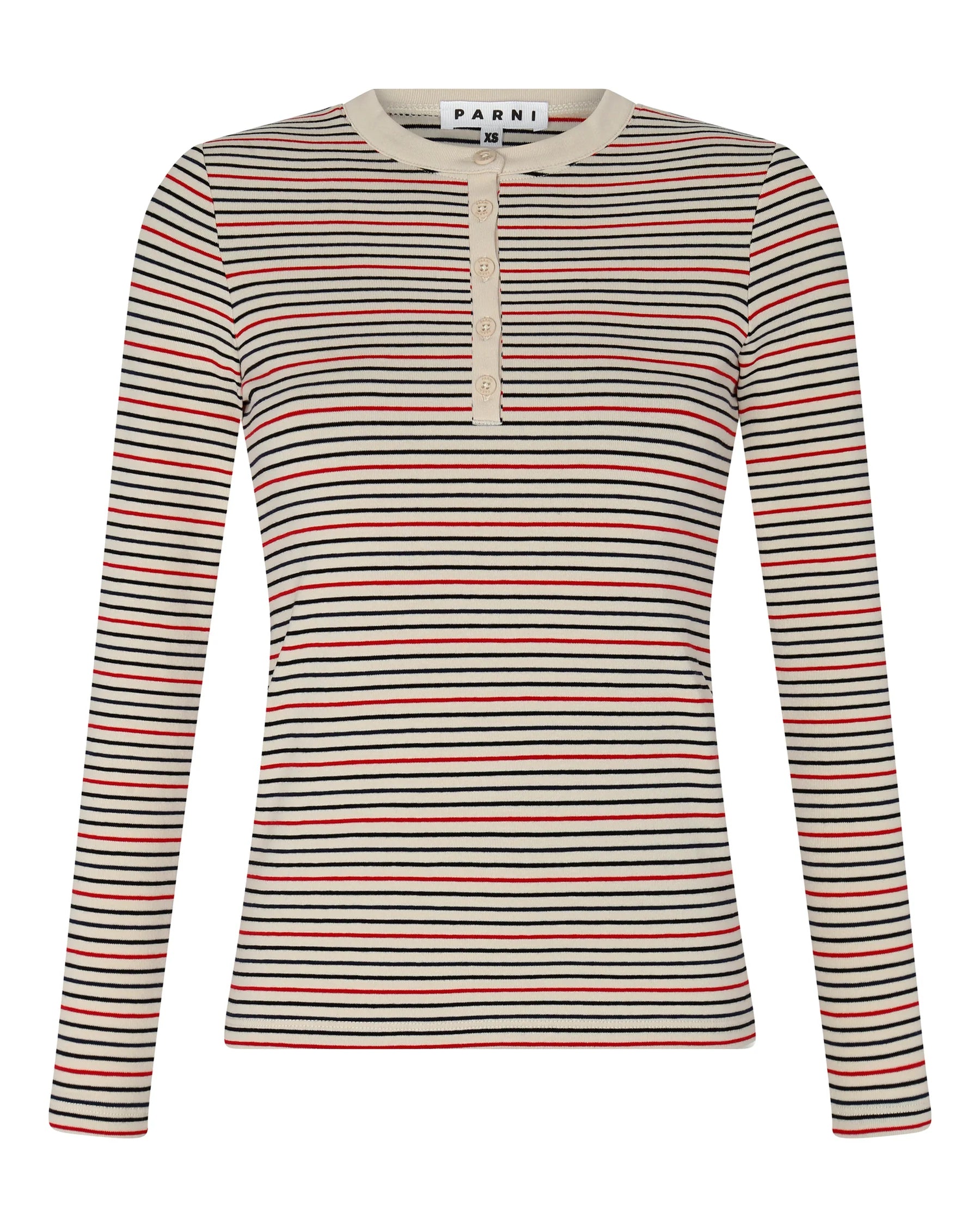 Multicolor Stripe Fitted Henley