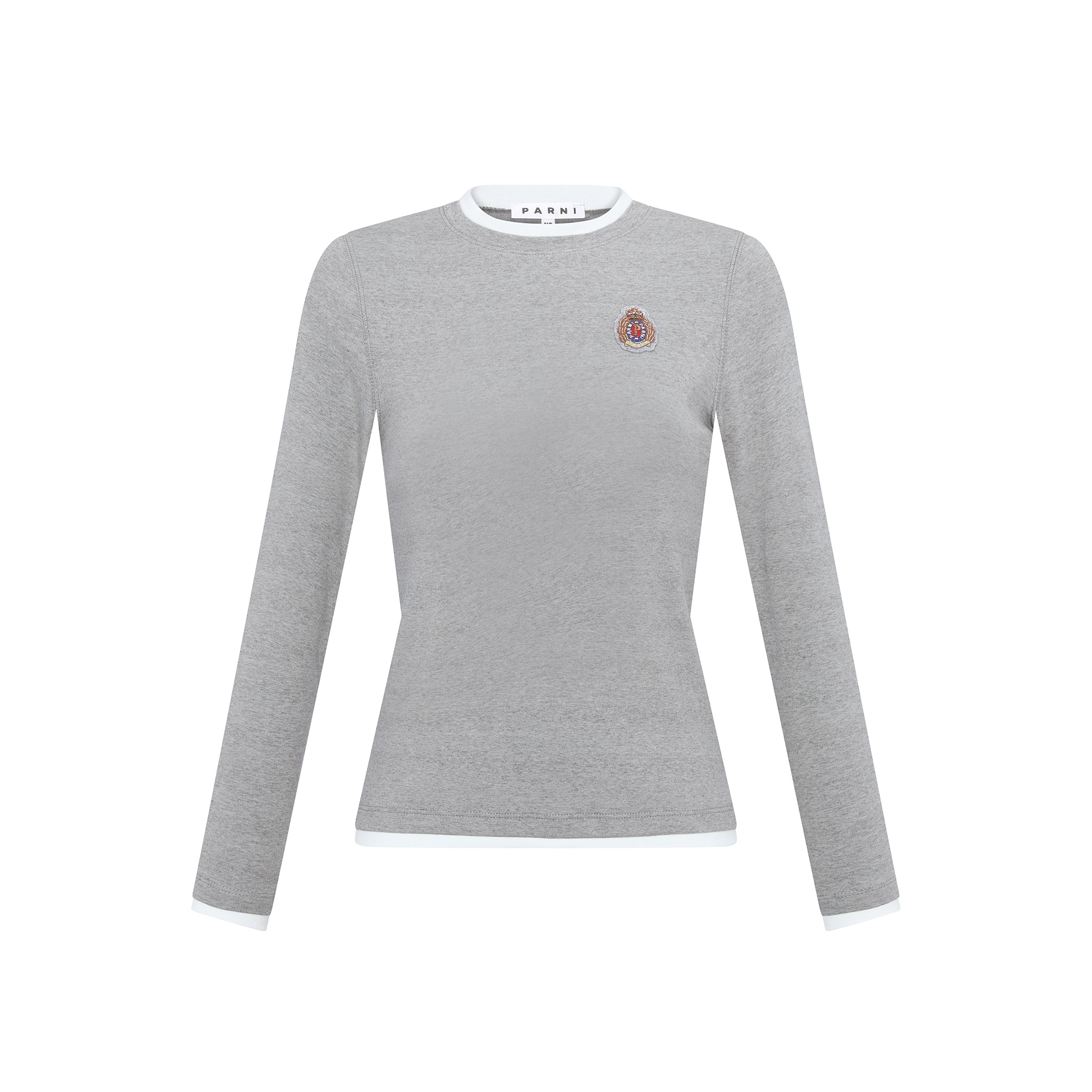Layered Neckline Emblem Tshirt