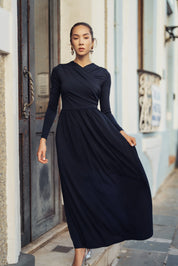 Bliss Crossover Overlay Maxi Dress Navy