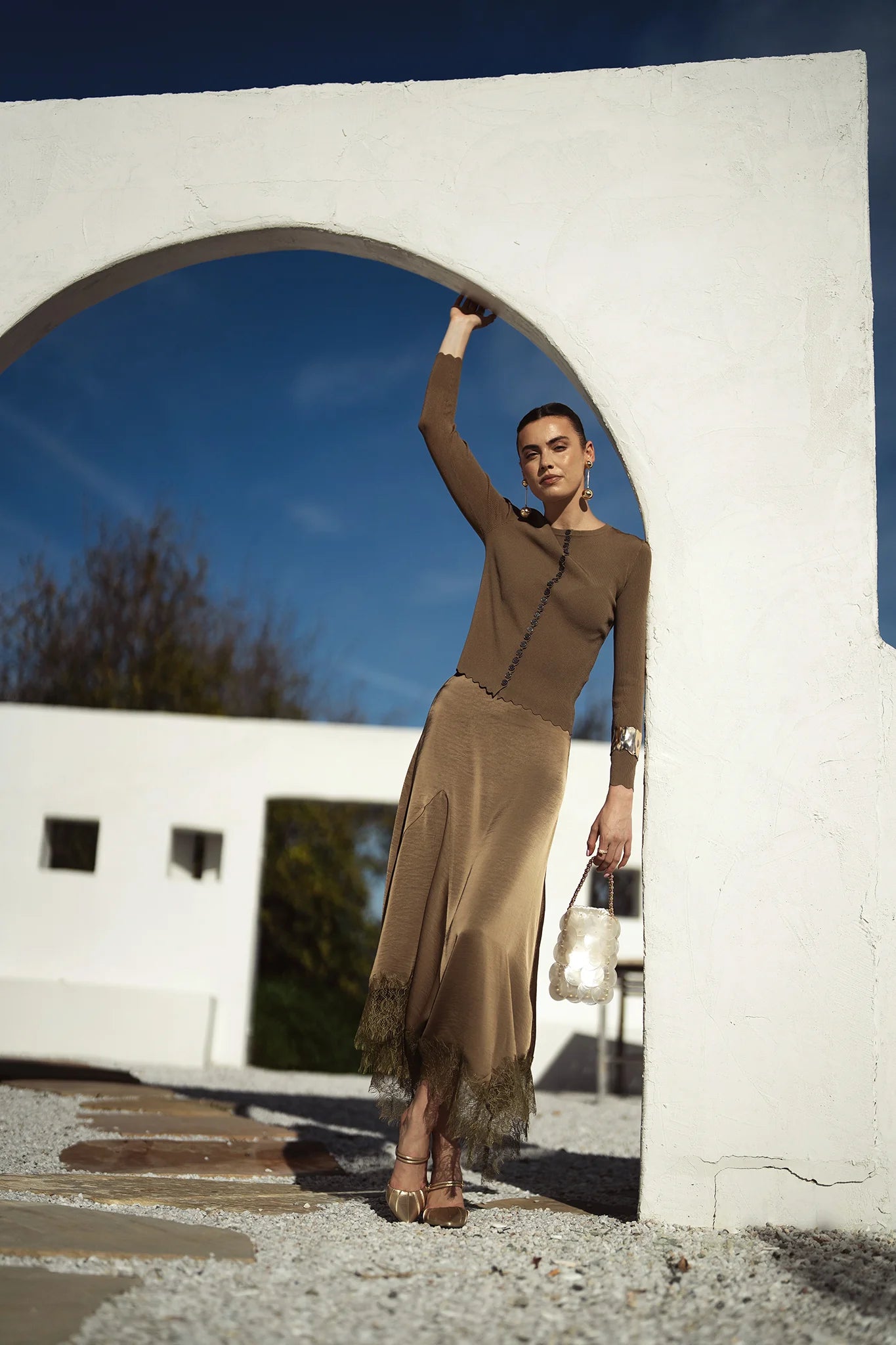 Bliss Scalloped Edge Knit Cardi Olive