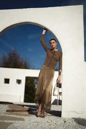 Bliss Scalloped Edge Knit Cardi Olive