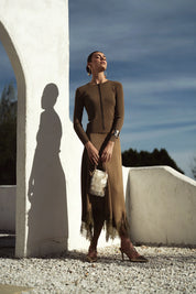 Bliss Scalloped Edge Knit Cardi Olive