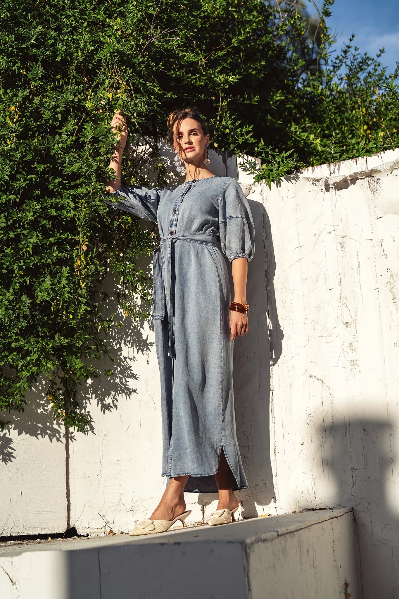 Bliss Puff Sleeve Denim Dress Tencil