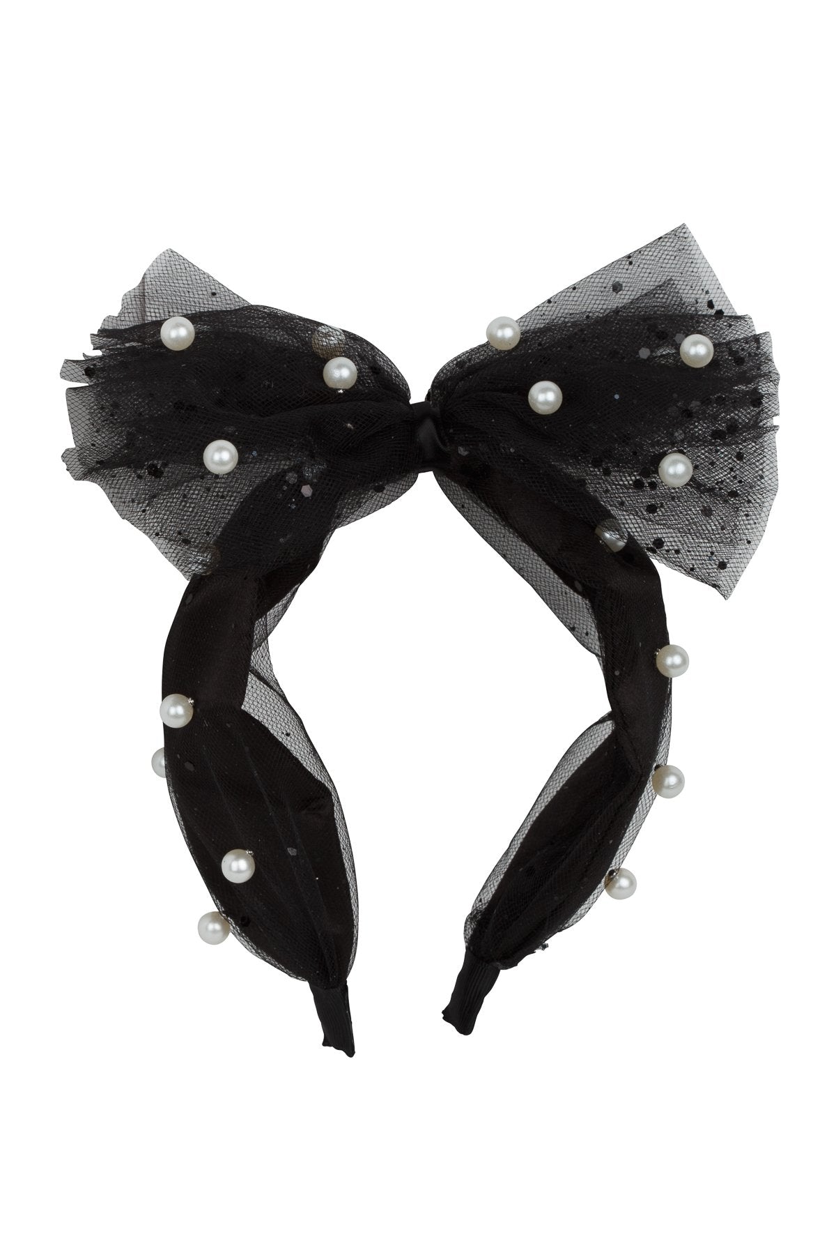 Tulle Pearl Headband - Black