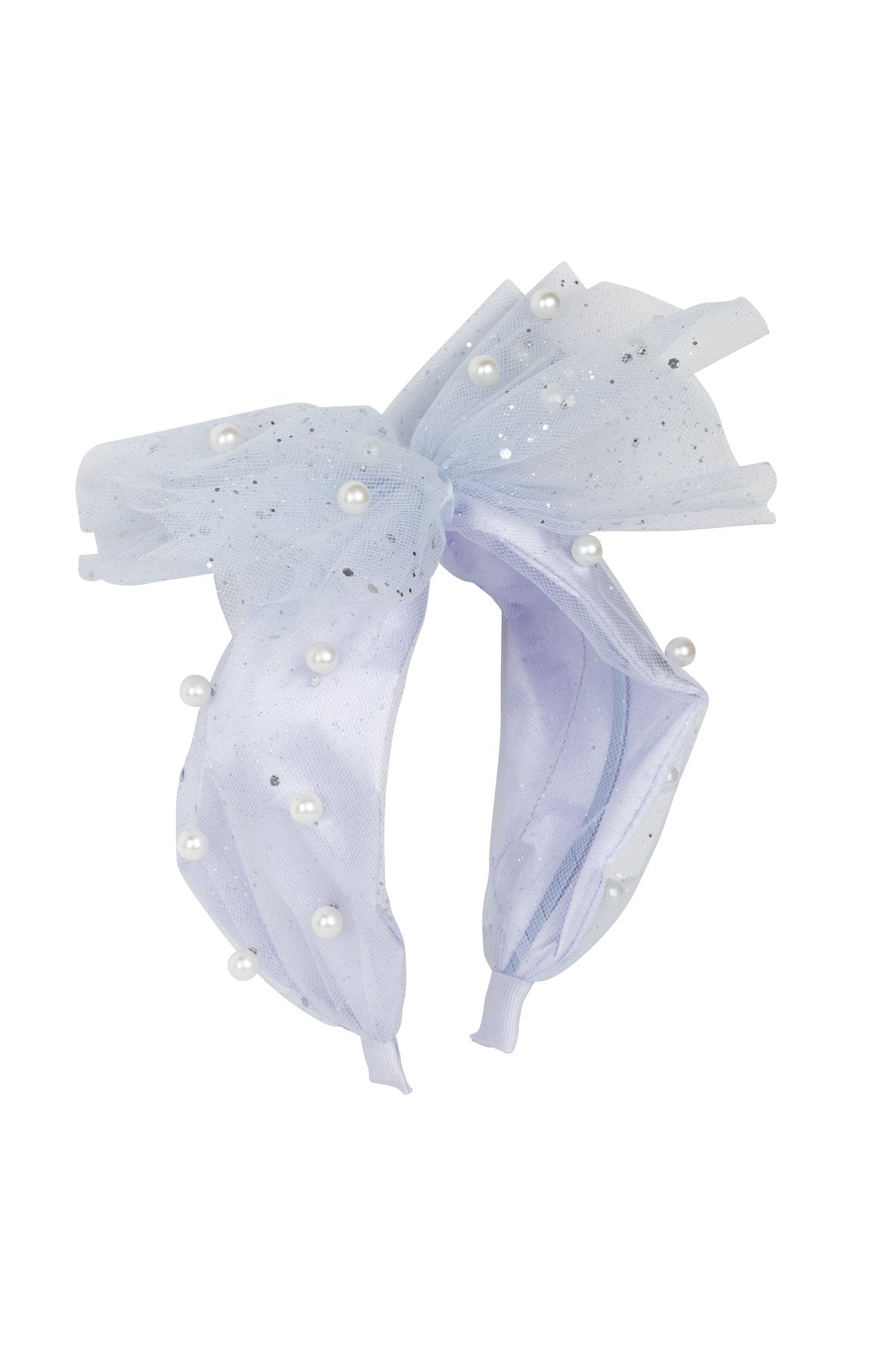 Tulle Pearl Headband - Grey Lilac