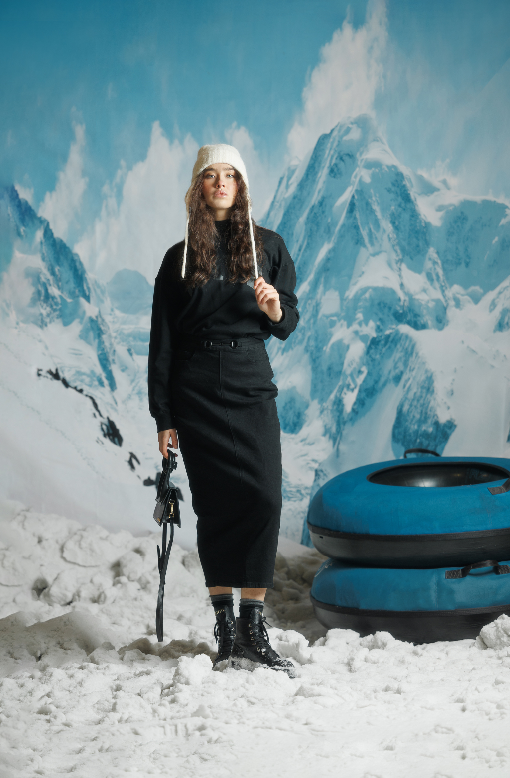 HORSEBIT DETAIL DENIM SKIRT