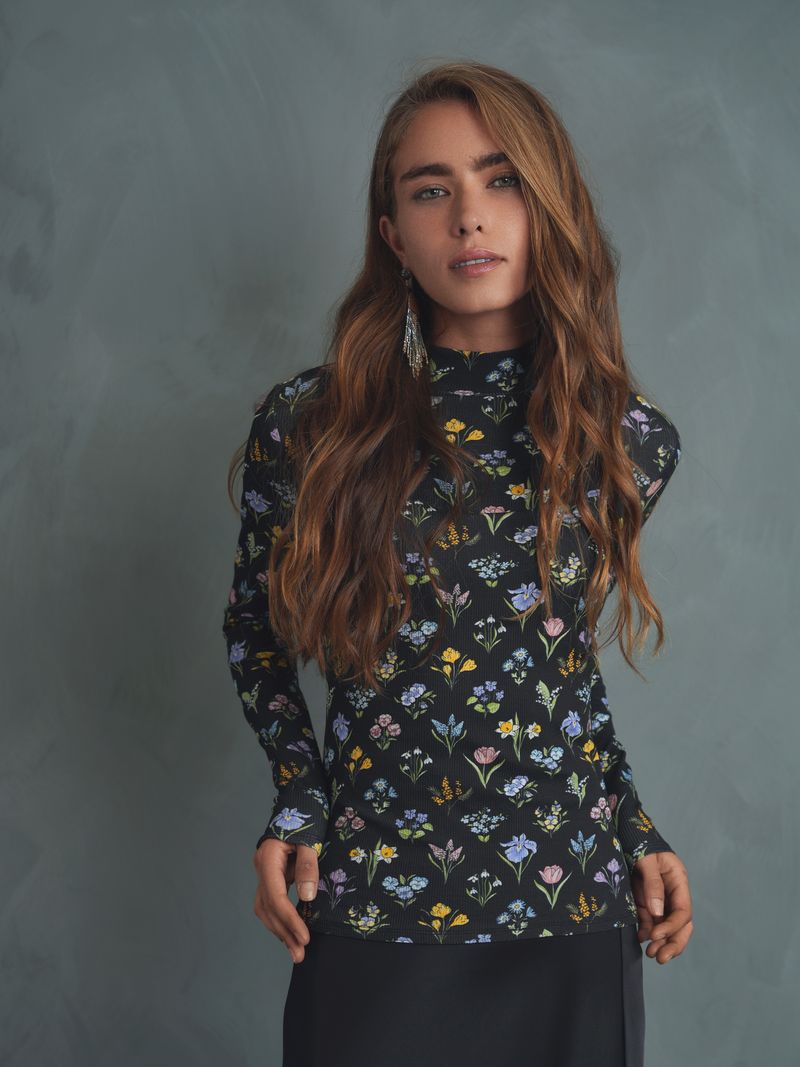 Mock Neck Print Top