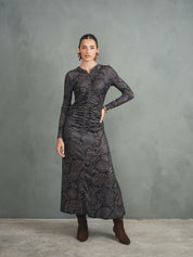 Front Zipper Ruched Dress