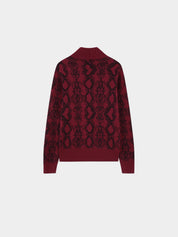 Reptile Print Sweater-Burgundy/Black