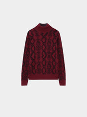 Reptile Print Sweater-Burgundy/Black