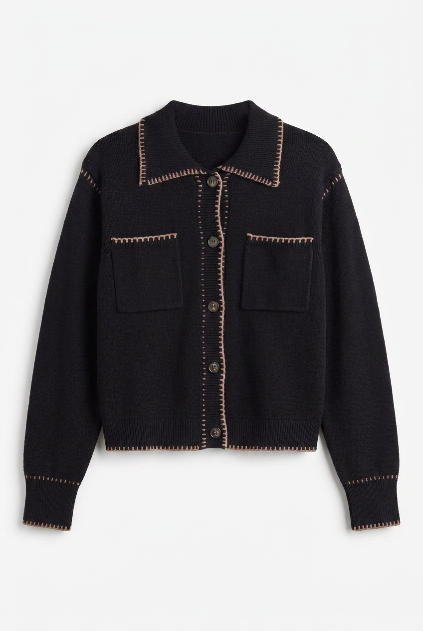Teen Stitching Knit Cardigan