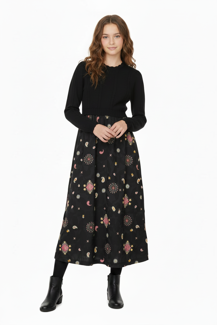 Teen Dress With Floral Bottom