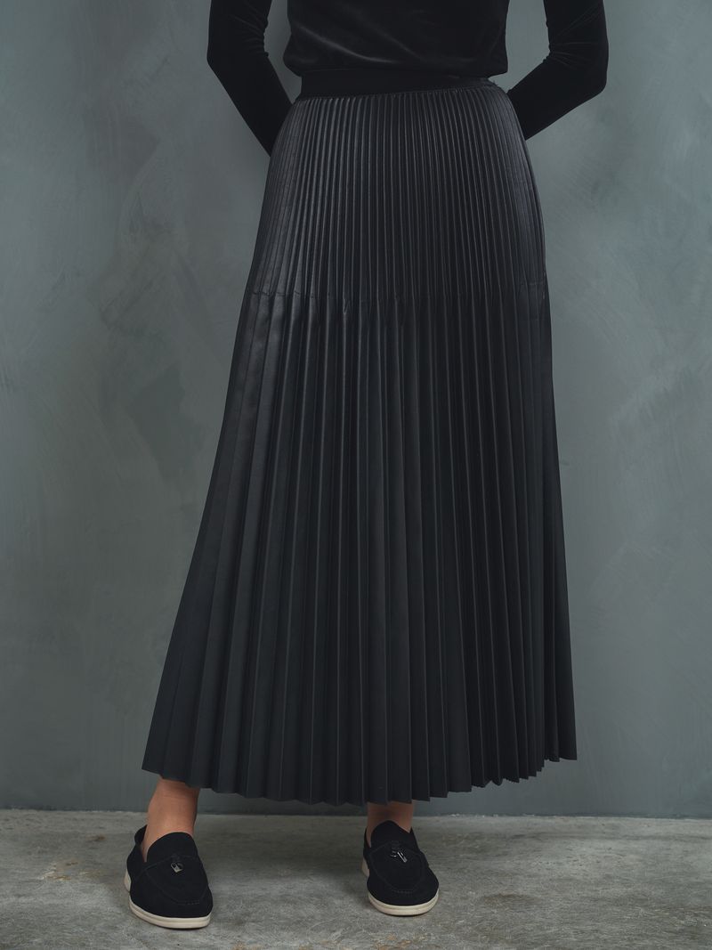 Leather Pleated Skirt