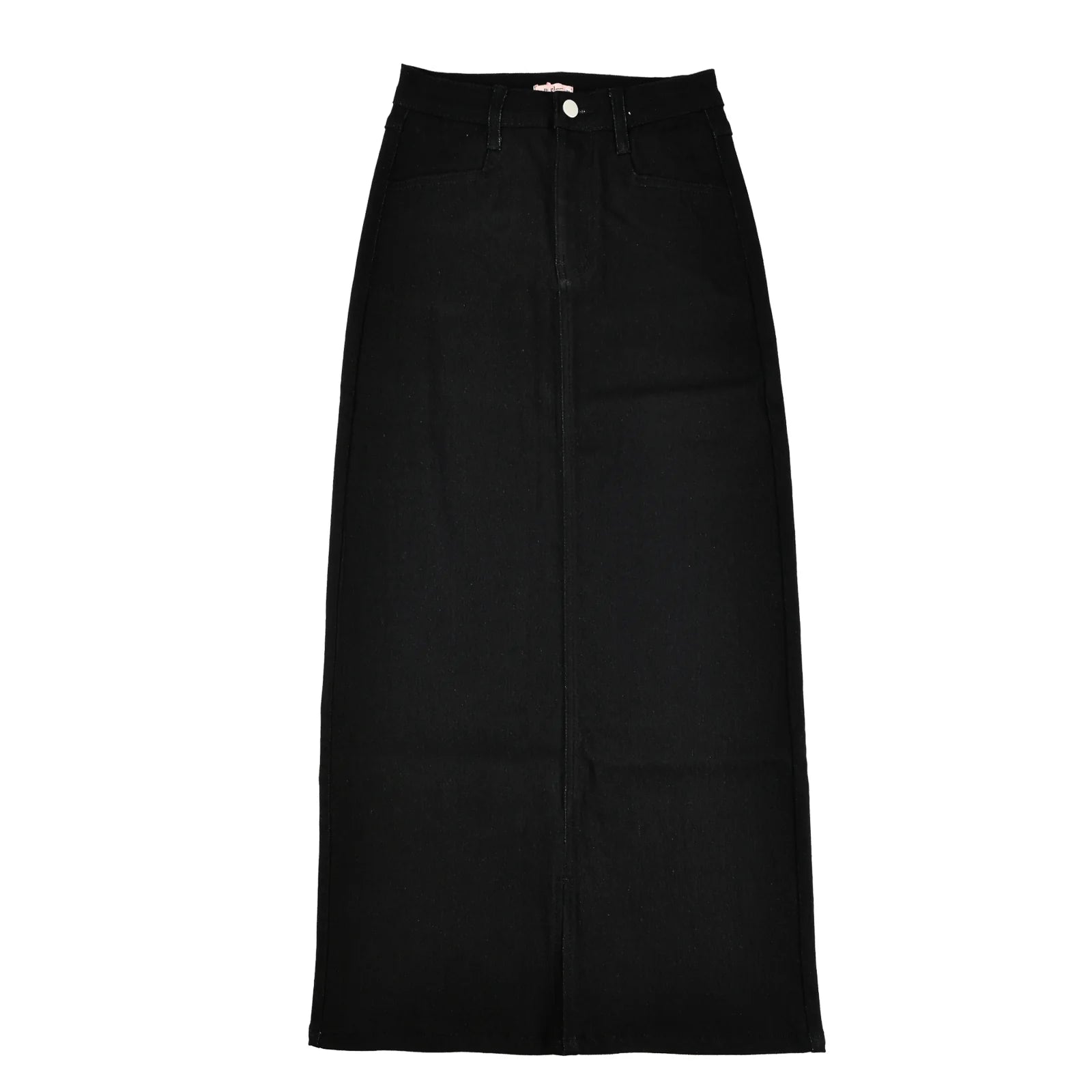 Stretch Denim Skirt With Slit
