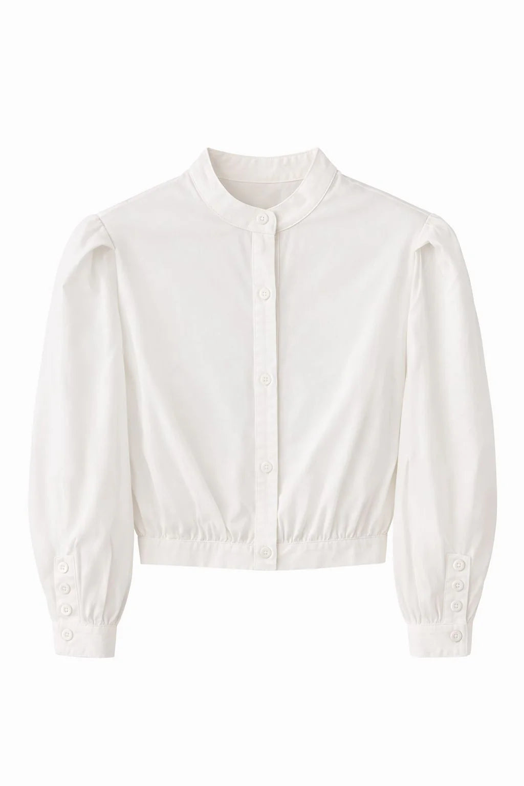 White Cotton Shirt with Button Detail Full Sleeve