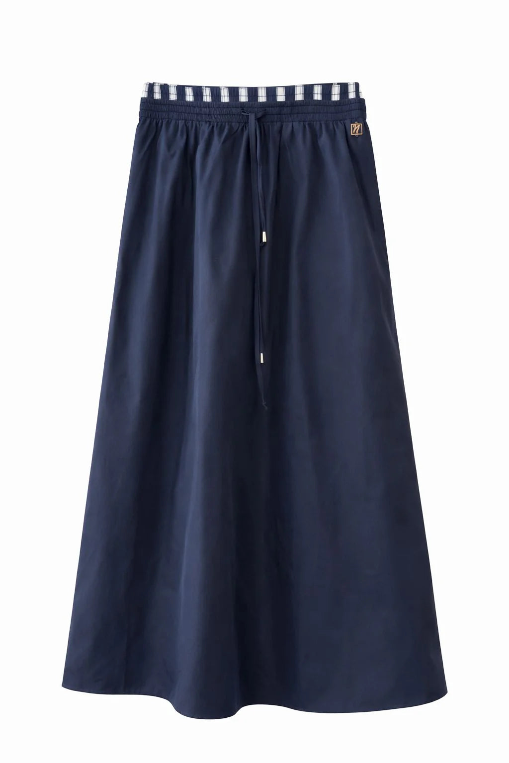 Pleated Maxi Skirt with Striped Waistband