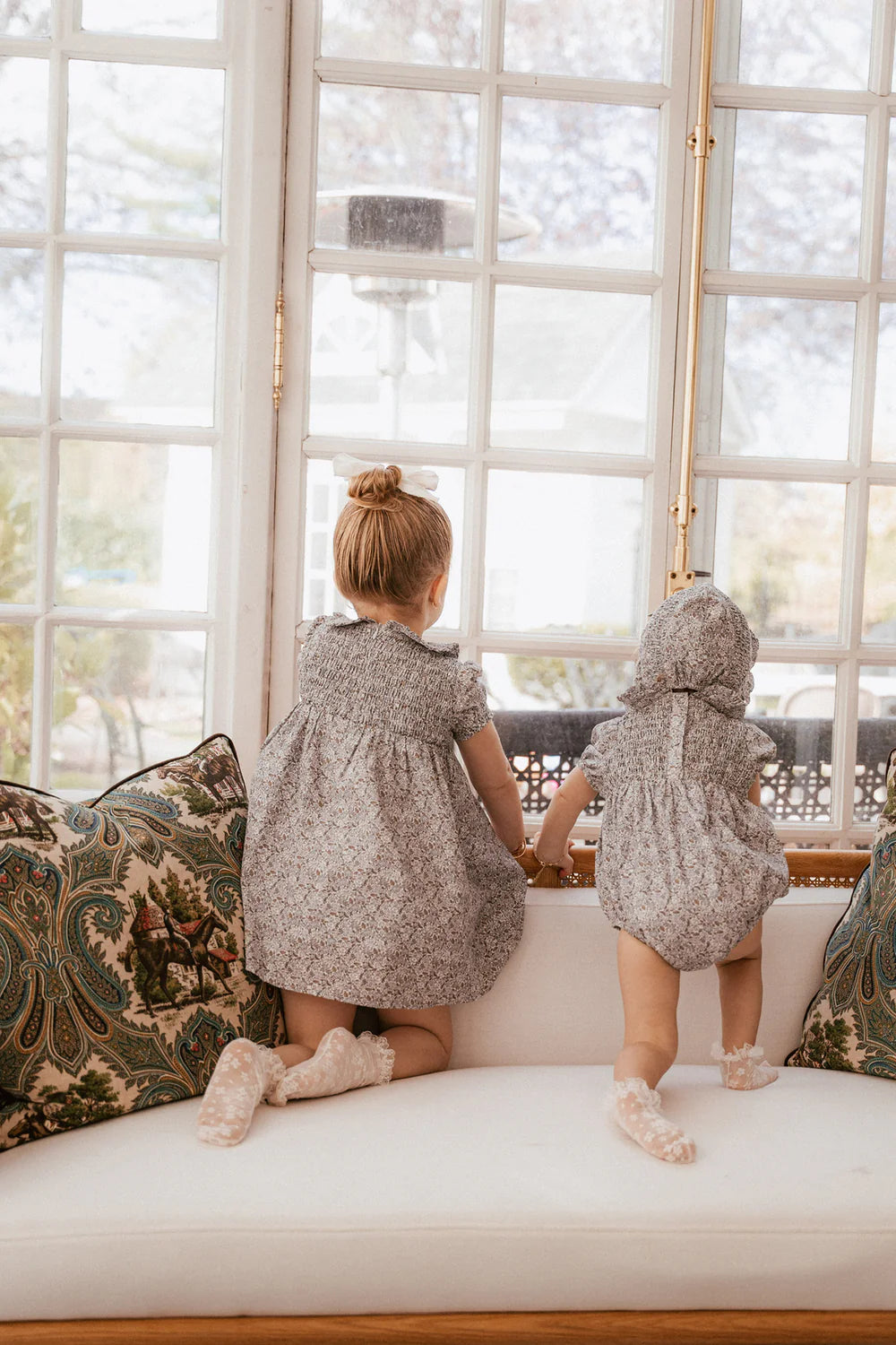 Whitmore Romper + Bonnet in Lilac Floral