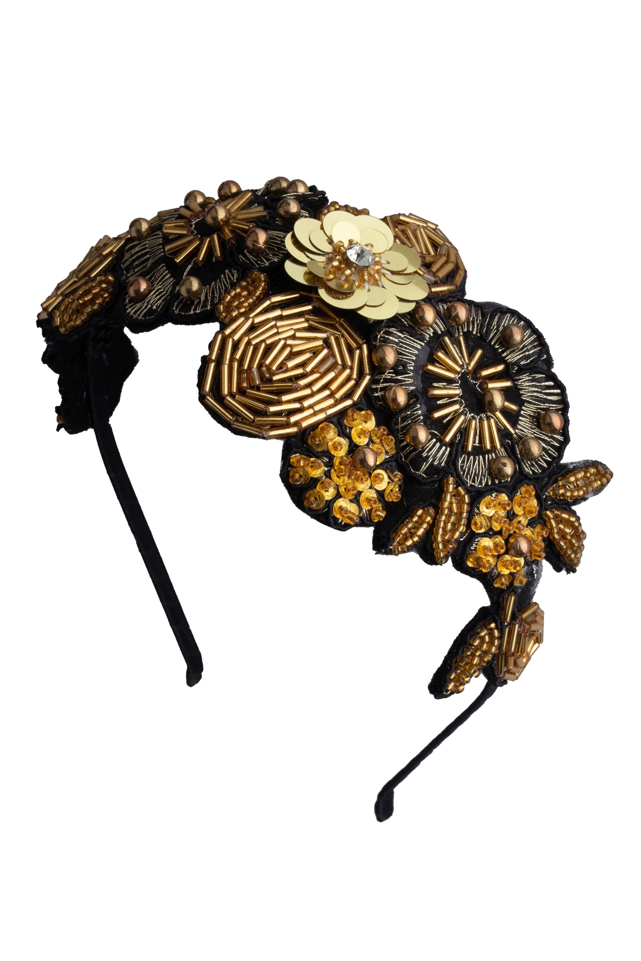 Winter Garden Headband - Black/Gold