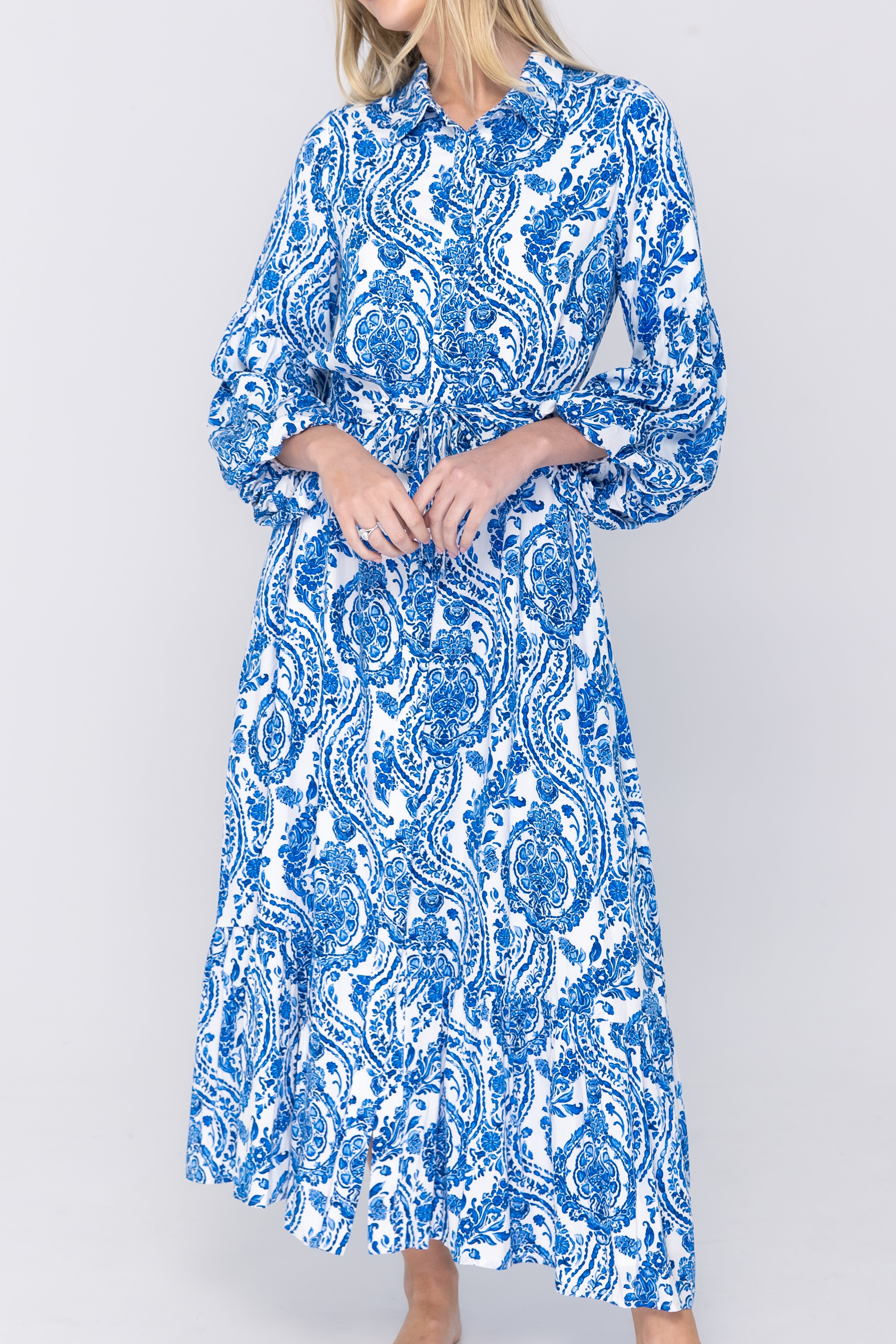ALICE DRESS Long Sleeve (WHITE/BLUE)
