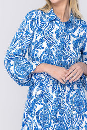 ALICE DRESS Long Sleeve (WHITE/BLUE)