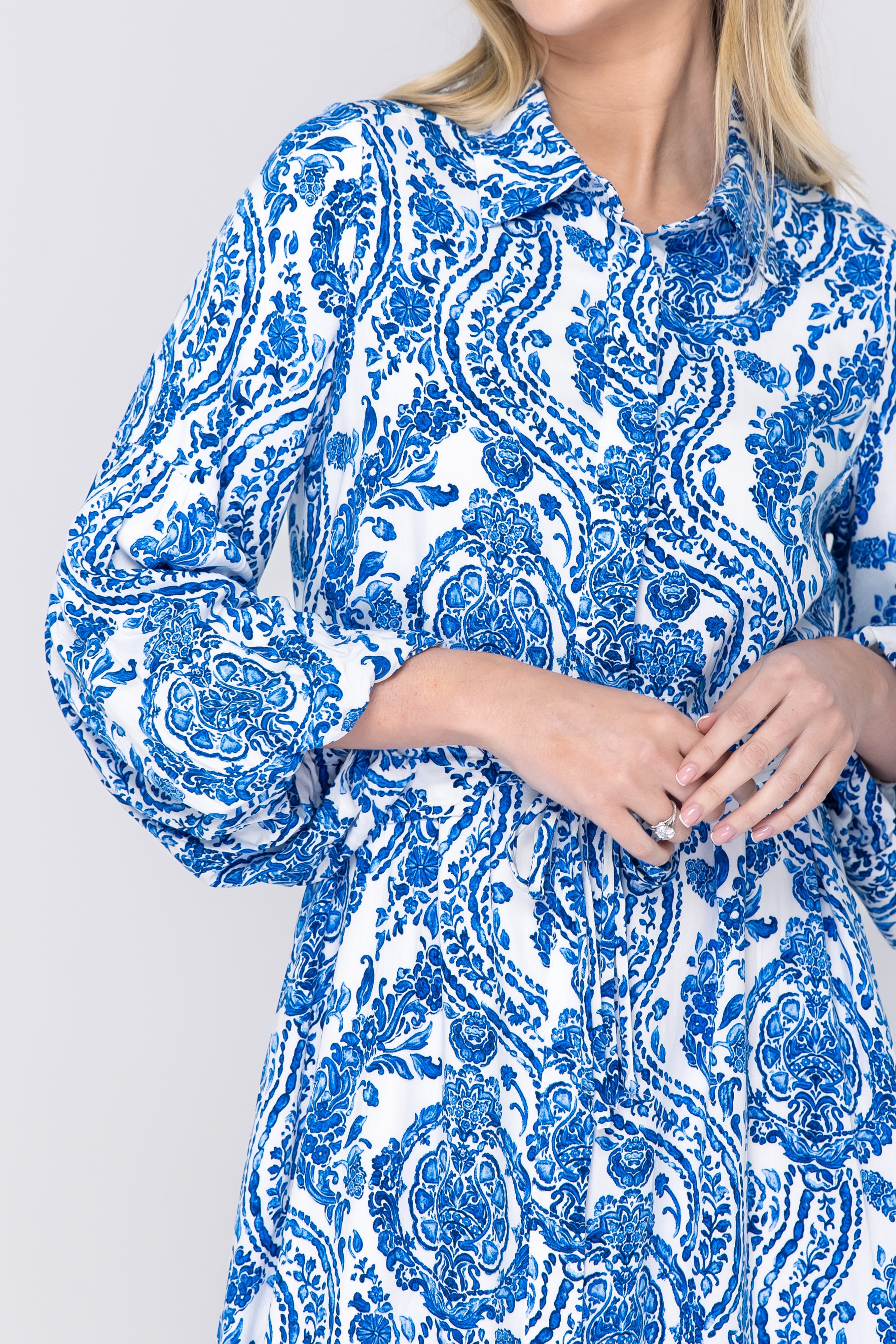 ALICE DRESS Long Sleeve (WHITE/BLUE)