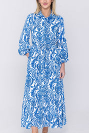 ALICE DRESS Long Sleeve (WHITE/BLUE)