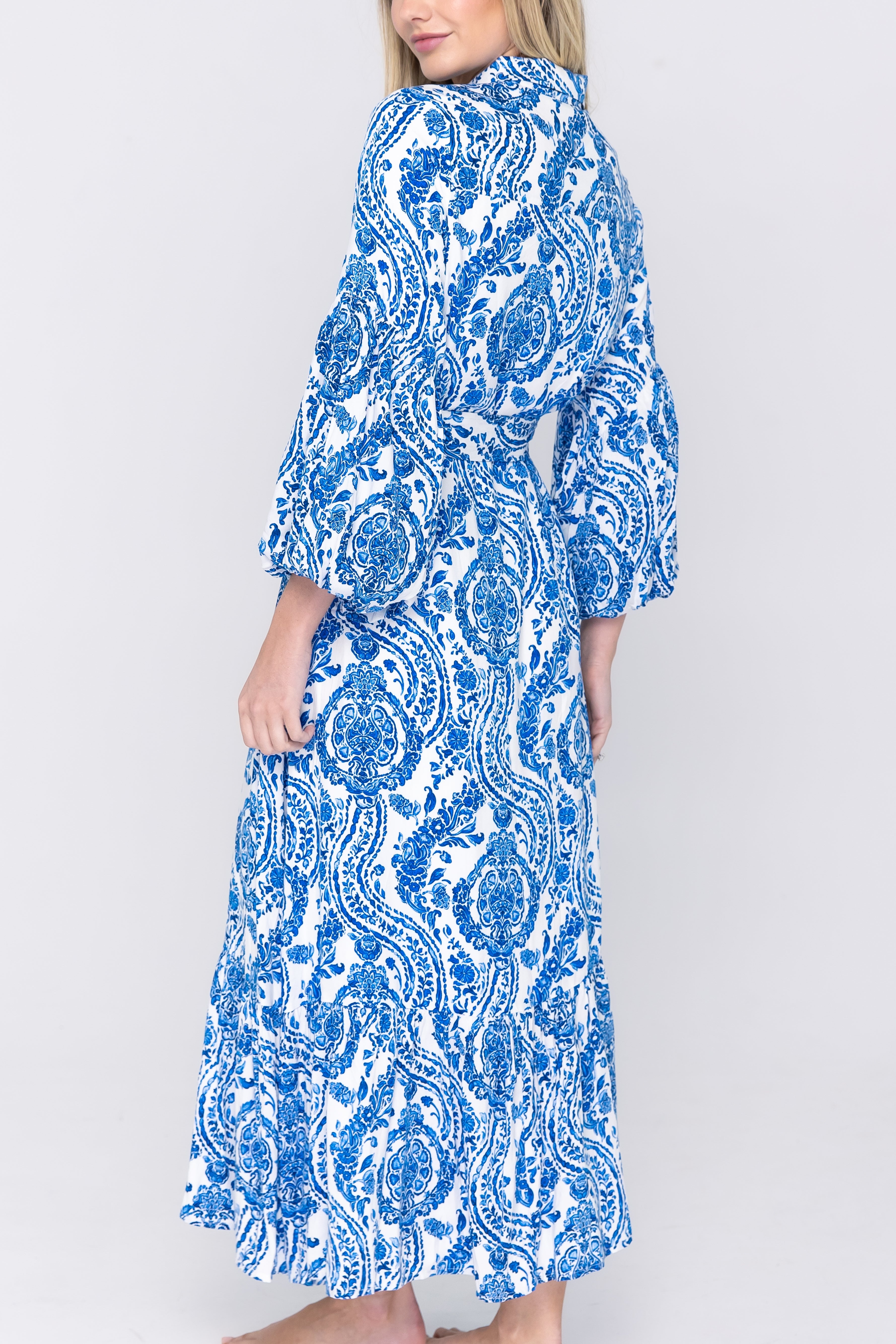 ALICE DRESS Long Sleeve (WHITE/BLUE)