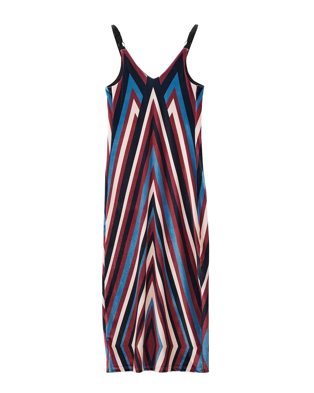 Velour Striped Pinafore Dress