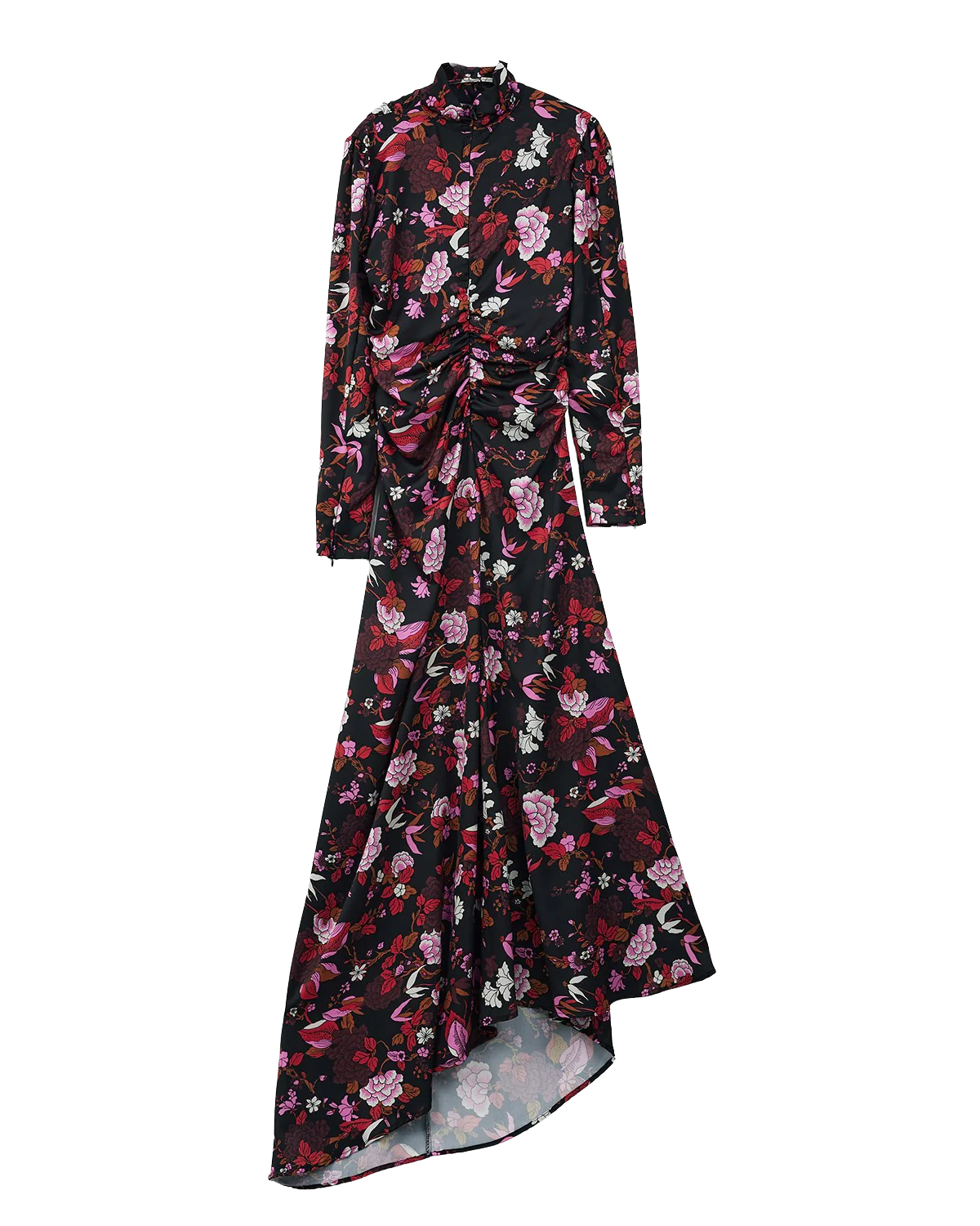 Print Floral Ruched Maxi Dress