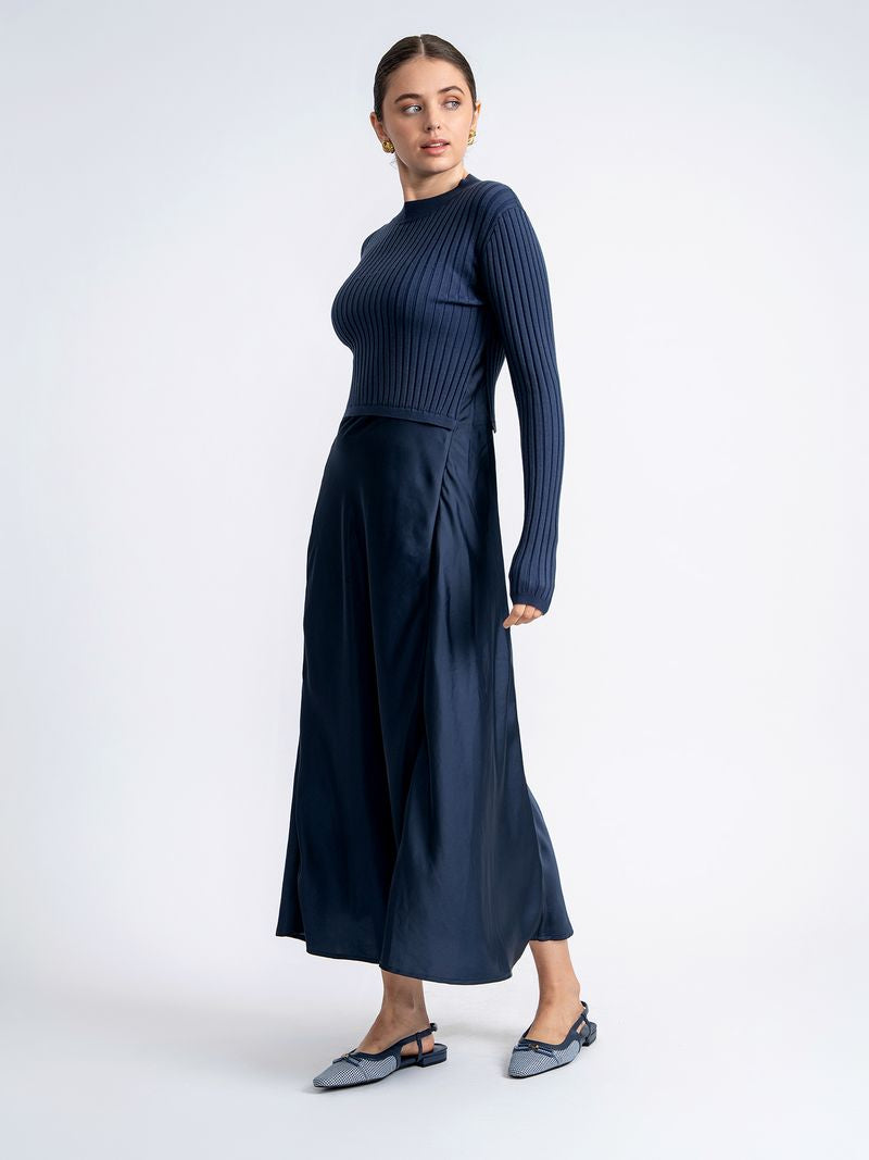 Teen Mock Neck Midi Light Dress