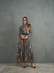Print Pleated Skirt