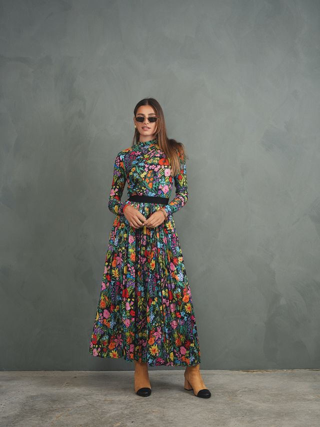 Print Pleated Skirt